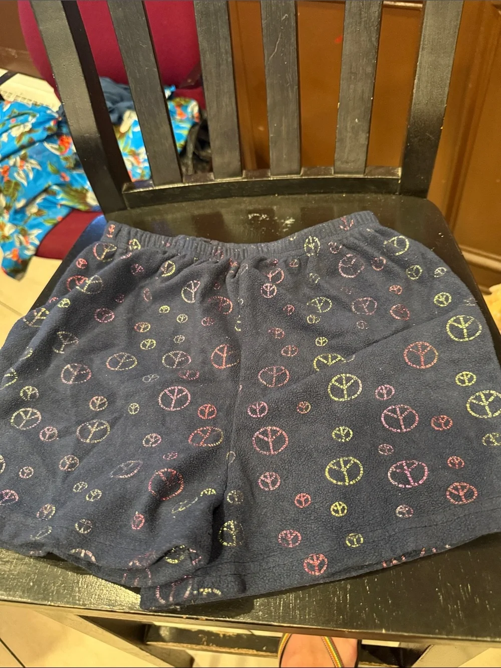 Navy Blue Peace Sign Lounge Shorts